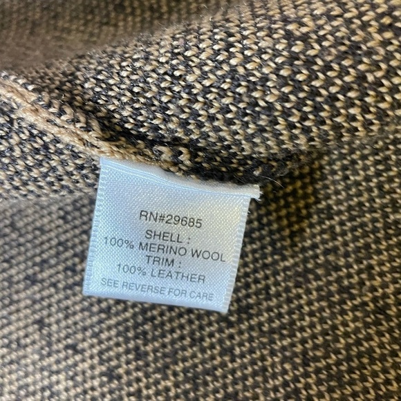 Pendleton brown merino wool leather trim buttoned cardigan - Picture 5 of 10